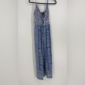 Blue and White Paisley jumpsuit tank top pant size large